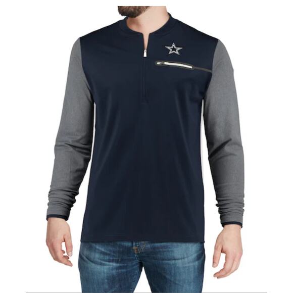 Dallas Cowboys Nike Dri-Fit Performance Half-Zip Pullover Size XXL Gray/Navy - Picture 1 of 16